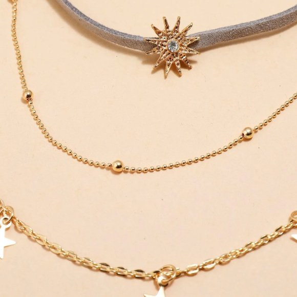 Star Choker Chain Pendant Layered Lilac Necklace - Picture 2 of 2